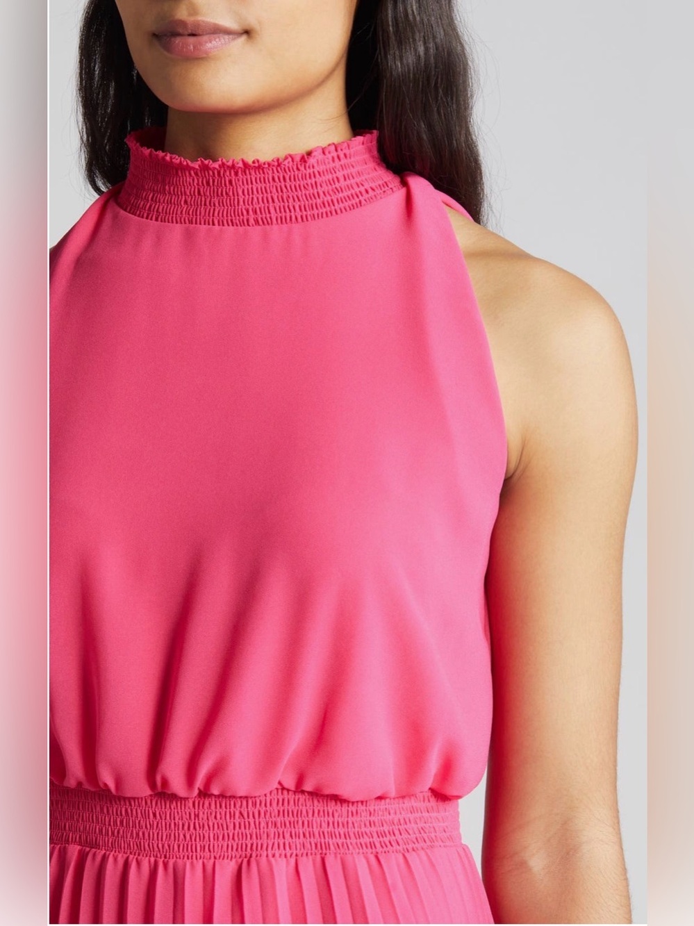 New! Sam Edelman Hot Pink Sleeveless Pleated Midi Dress Women’s Size 8 - Picture 8 of 16